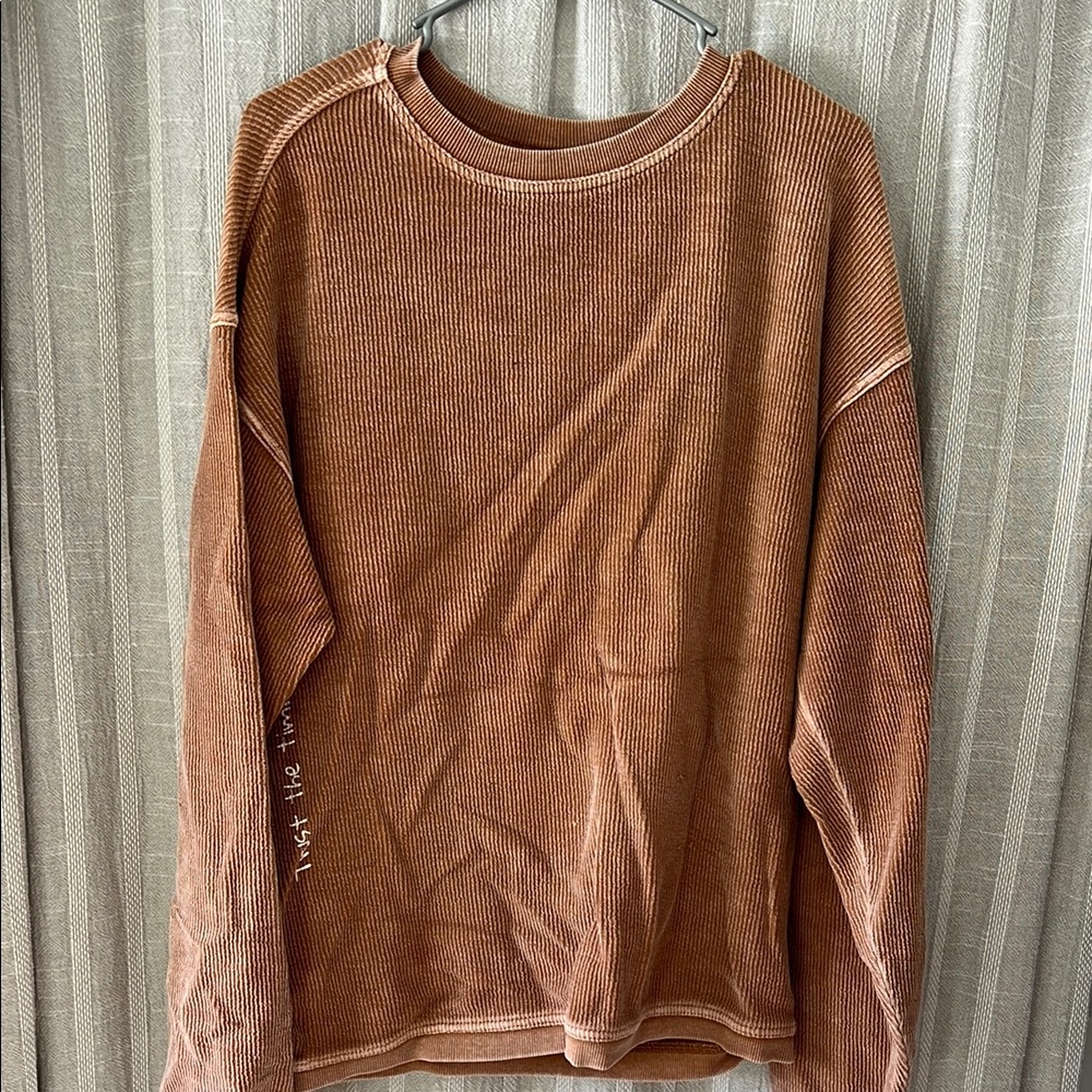 Rad Vibes Only ribbed burnt orange sweatshirt